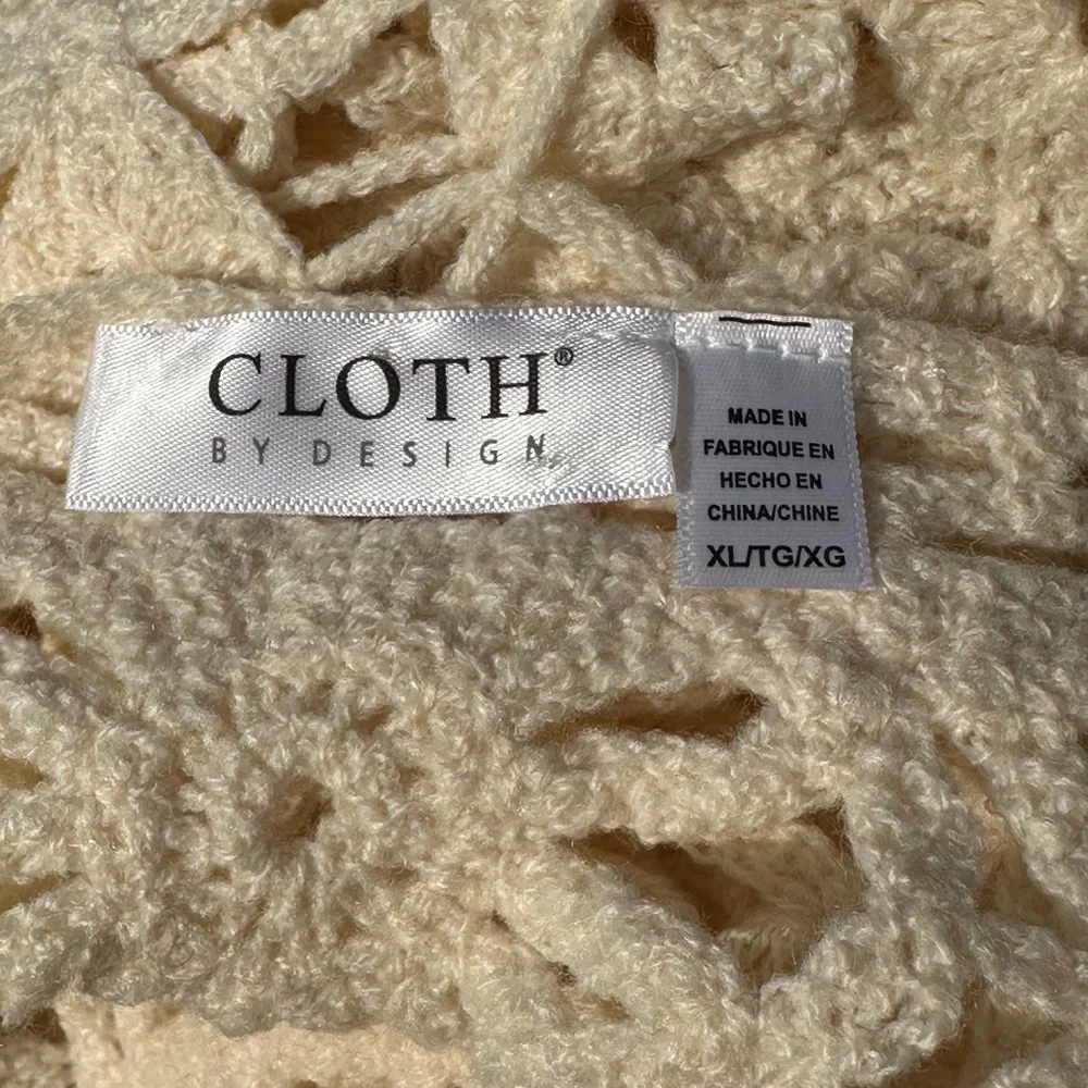 Ivory Crochet Floral Bell Sleeve Sweater XL | Boho Cottage Festival 70s Retro - Picture 7 of 7